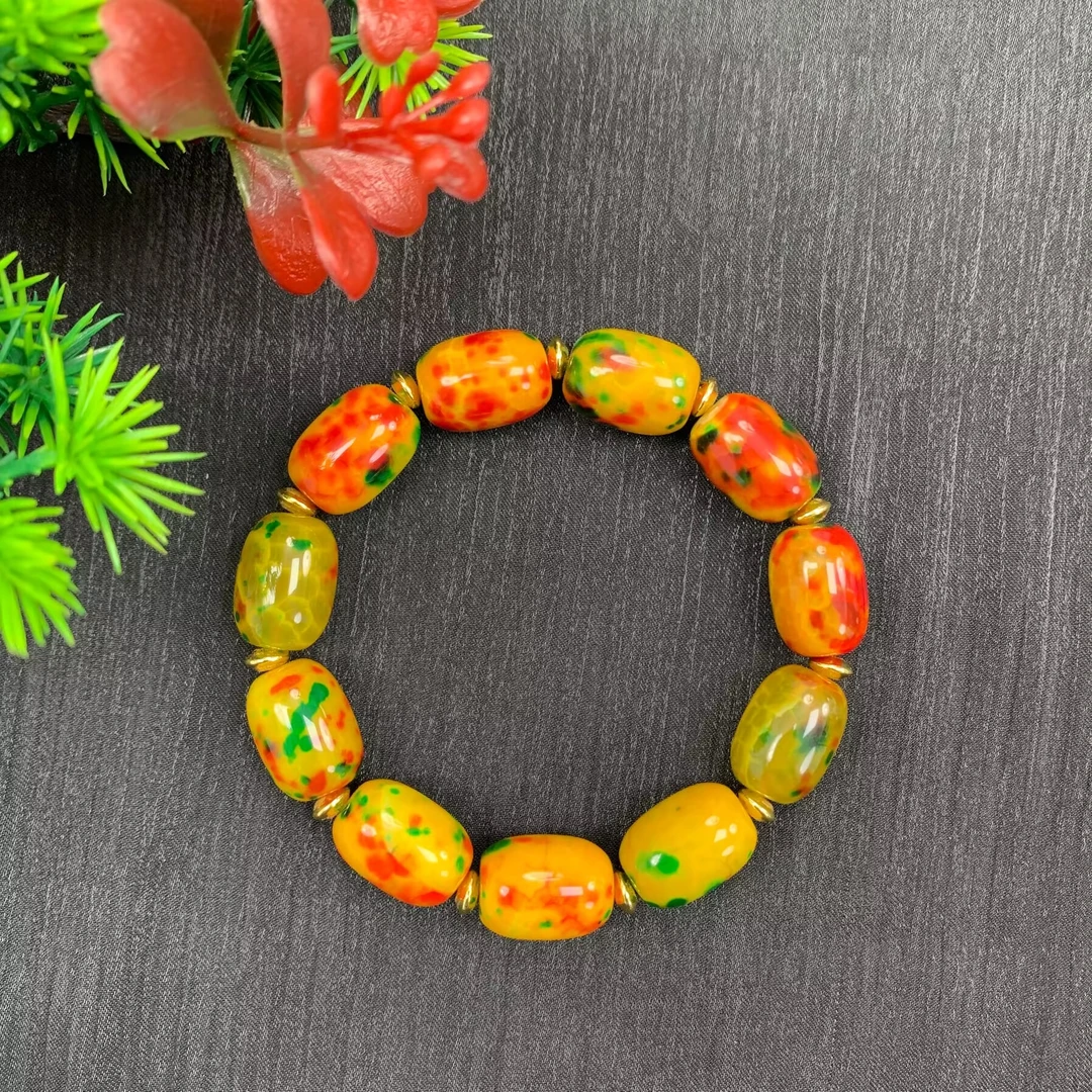 【福小满】TC14066 福小满肉灵芝老形珠三色手串 (多样性发其一）