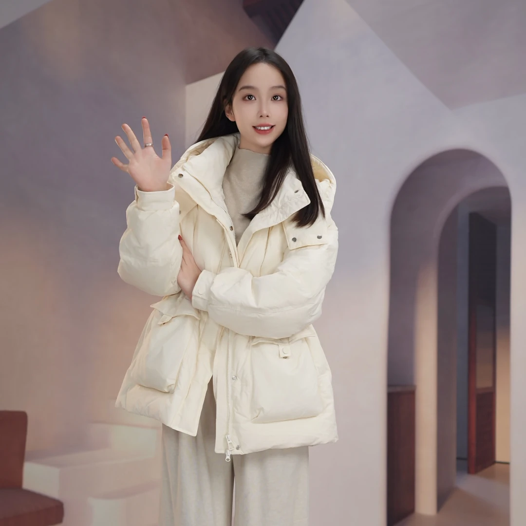 991一手长羽绒连帽纯色冬季加厚外套女保暖减龄时尚韩版气质女装