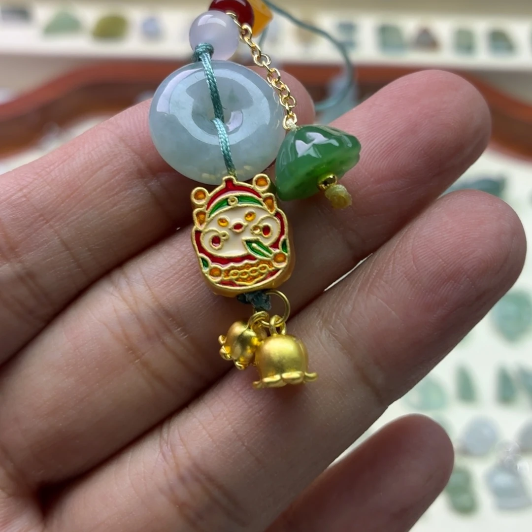 翡翠银S925镶嵌颈饰铃铛