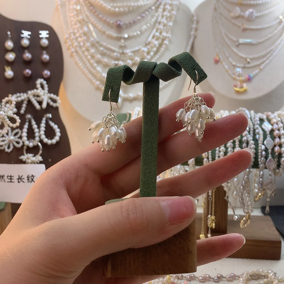 银S925镶嵌淡水珍珠耳饰