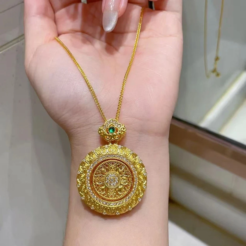 【抖音好货】孟加拉赤金豆豆提炼手工改款【花丝转动罗盘】精工可佩戴