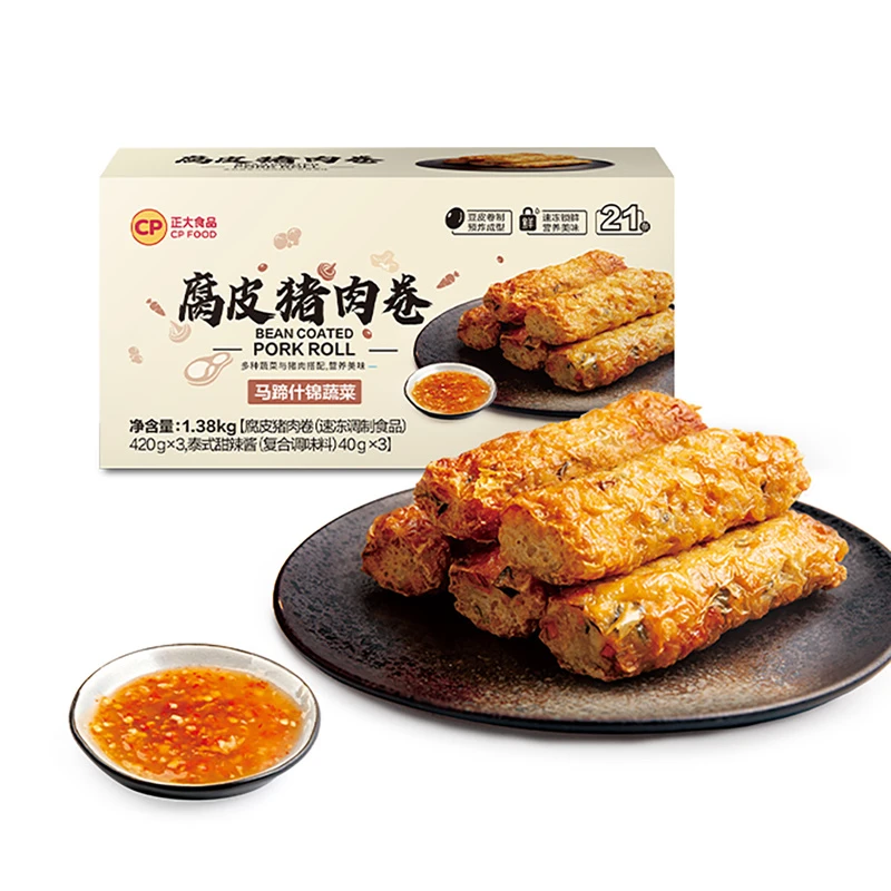 正大食品 腐皮猪肉卷 1.38kg(腐皮猪肉卷(速冻调制食品)420gx3,泰式甜辣酱(复合调味料)