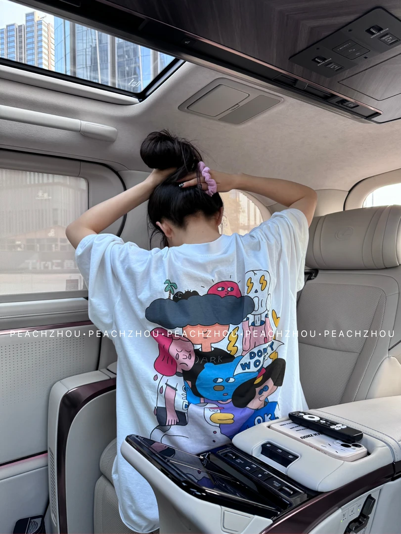 『PEACHZHOU』超柔棉创意搞怪卡通印花宽松圆领短袖休闲慵懒ins短袖