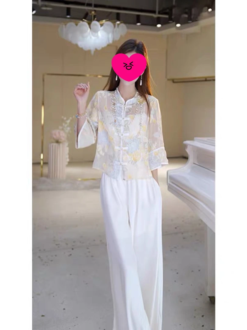 【国色天香】新中式气质国风休闲防晒上衣女装夏季轻薄老钱风外套