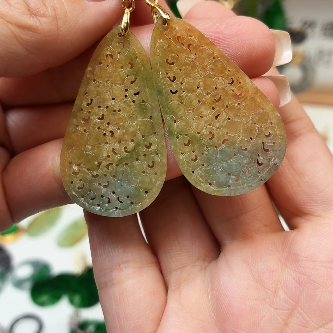 翡翠银S925镶嵌耳饰