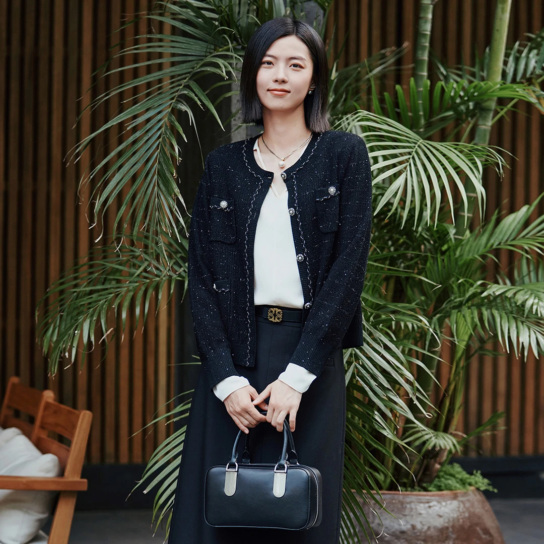 歌蒂诗秋季专柜新款优雅气质简约百搭毛织外套女士 1E33W2604
