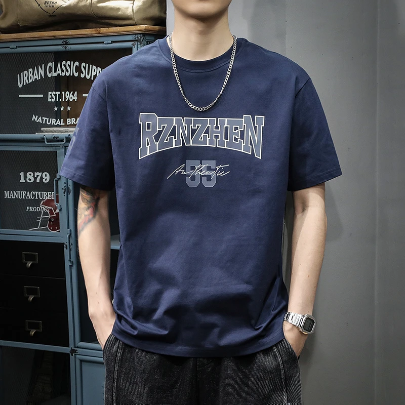 夏季新款重磅纯棉短袖T恤男2025潮流印花痞帅休闲百搭大码半袖t恤