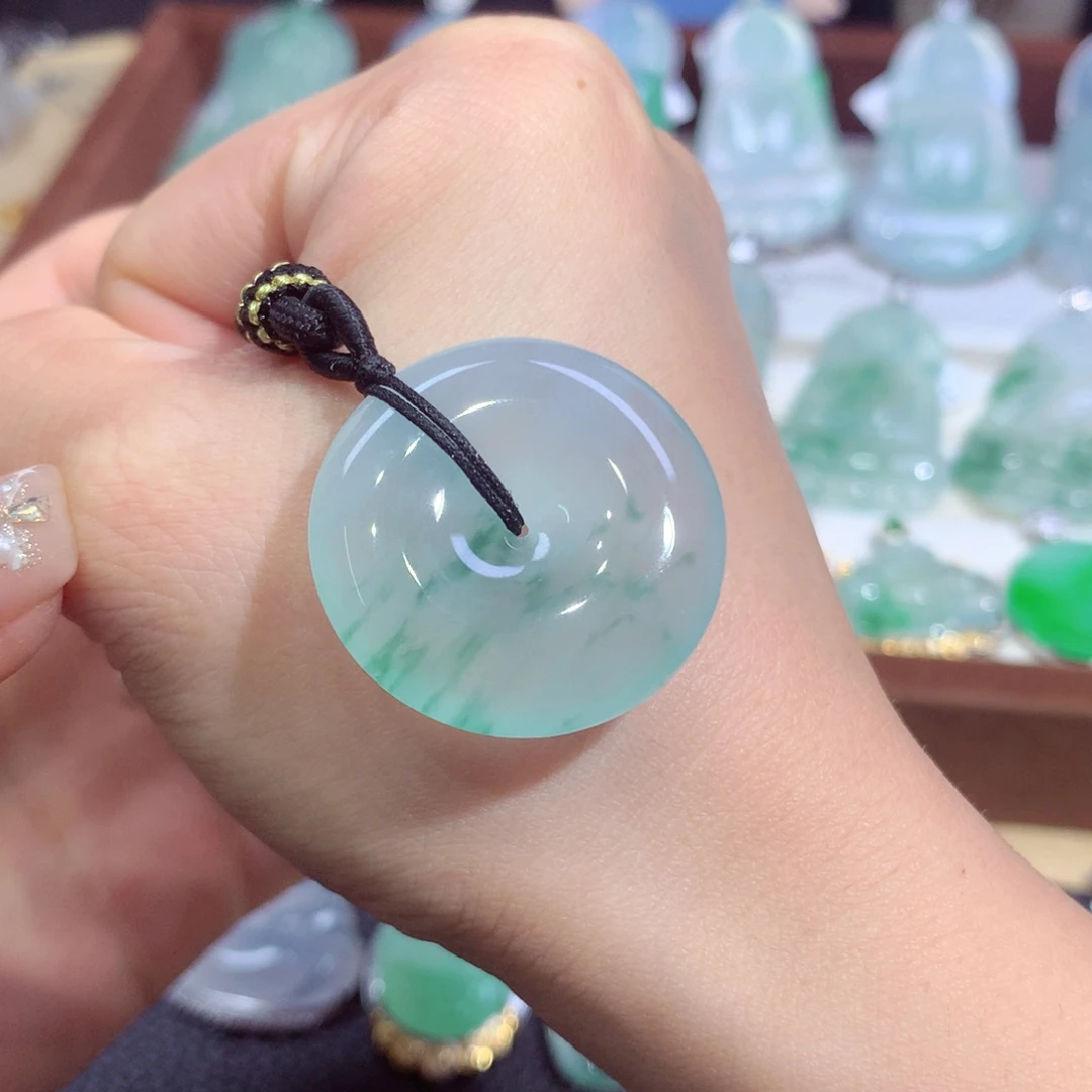 吊坠(不含链)未镶嵌翡翠天然缅甸A货翡翠揭阳工平安扣