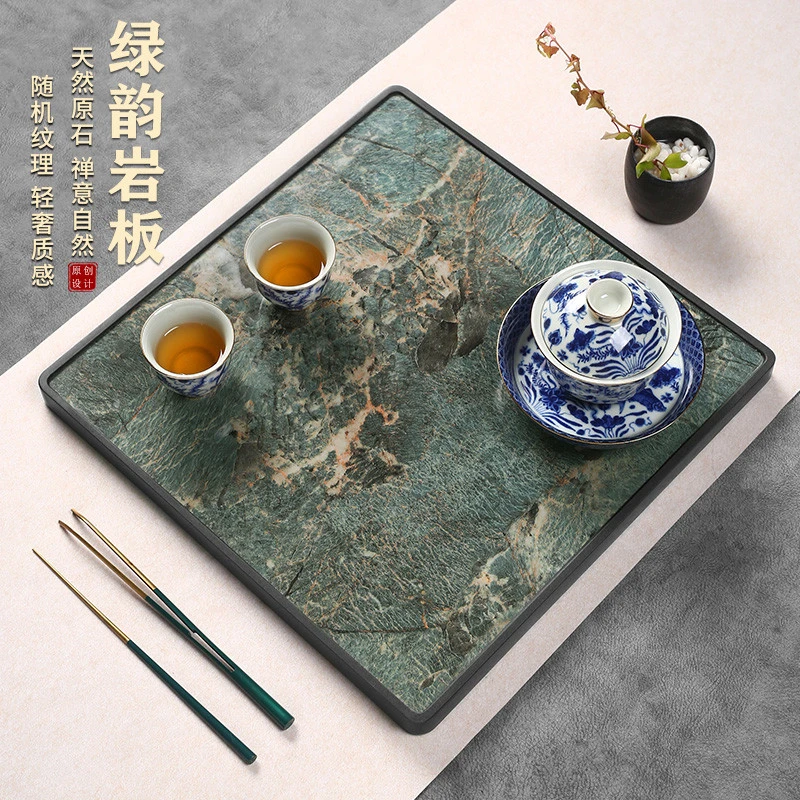仁唐轻奢干泡台茶盘2025新款正方形乌金石小号精致岩板圆托 讬盘