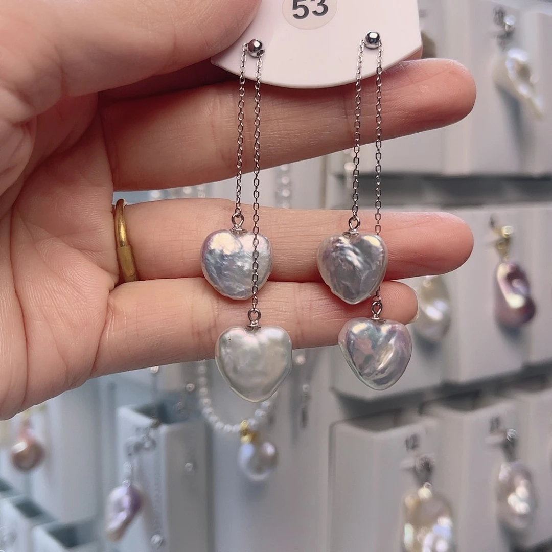 银S925镶嵌淡水珍珠耳饰