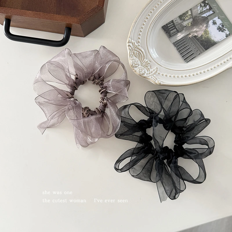 小众设计欧根纱蝴蝶结大肠发圈女高级感发绳扎头发橡皮筋头绳头花