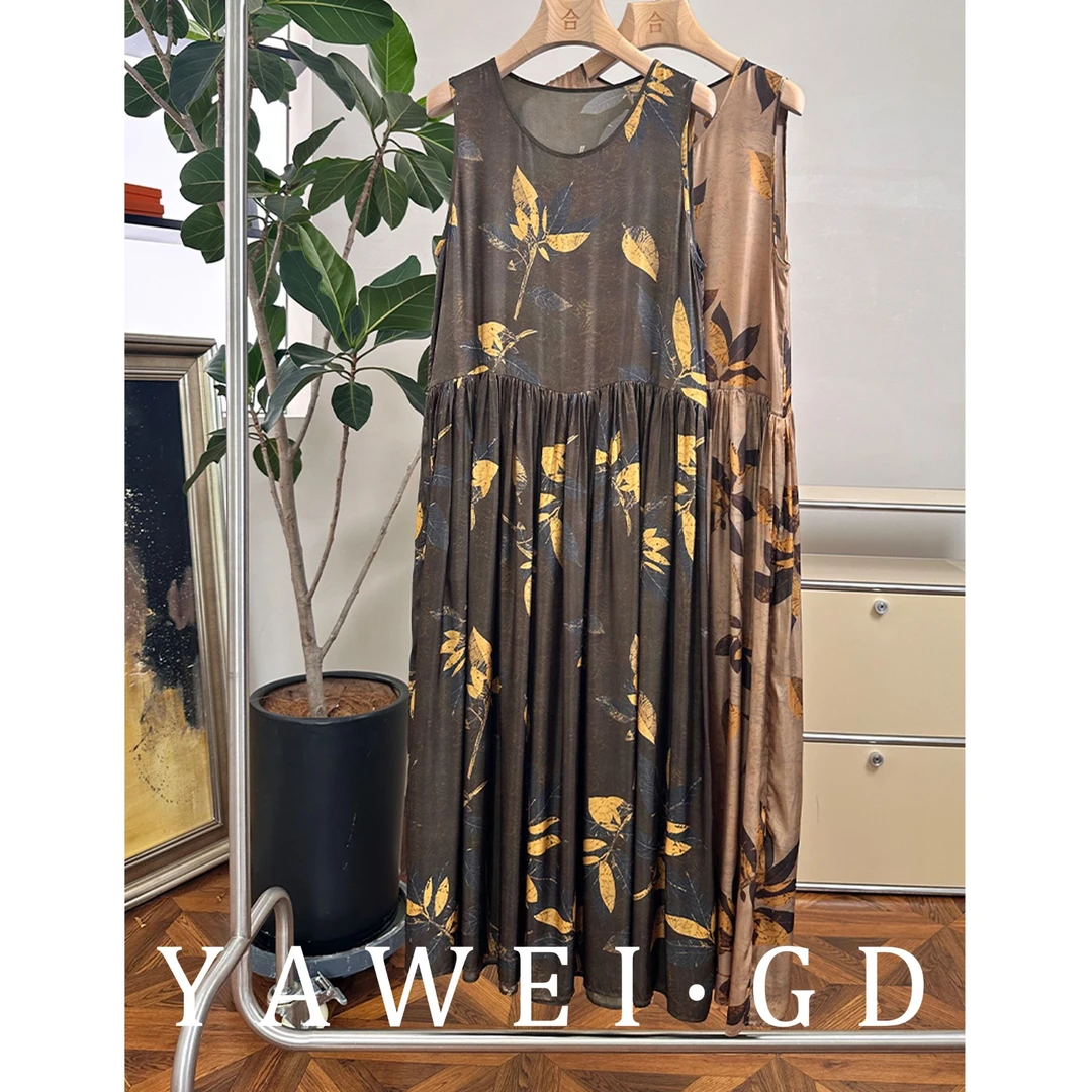 【艺术花影】夏季法式碎花无袖印花宽松连衣裙CQYH