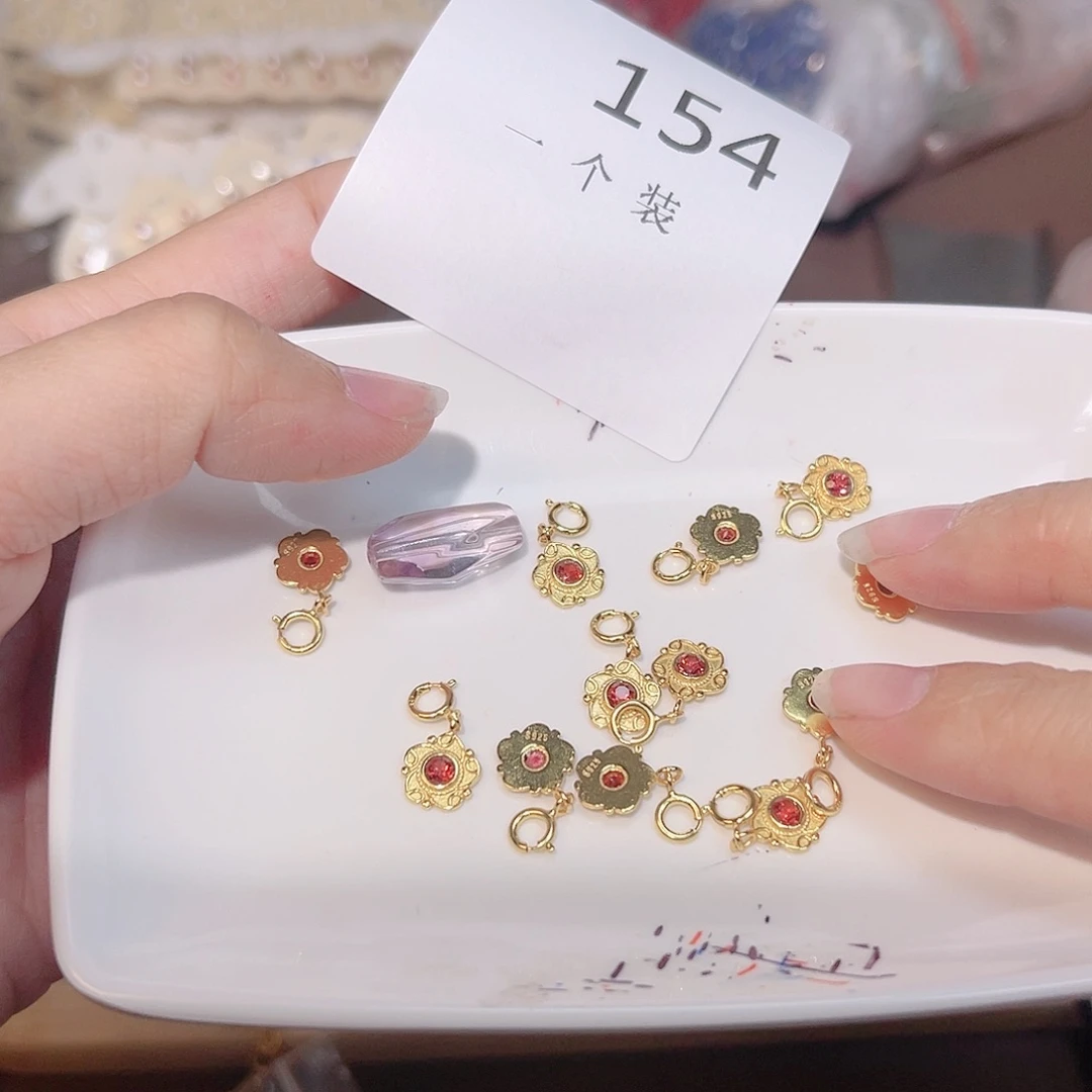 水晶珠宝半成品银S925镀金镶嵌154