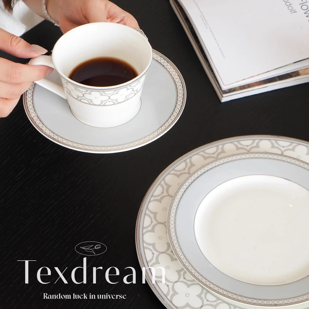 TEXDREAM四叶草欧式骨瓷餐具ins轻奢下午茶点心餐盘碗碟
