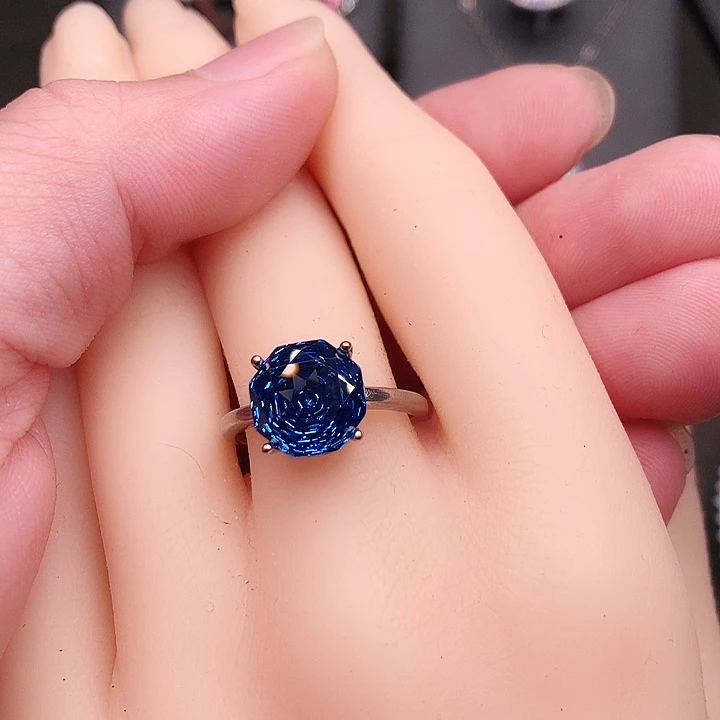 戒指托帕石银S925镶嵌