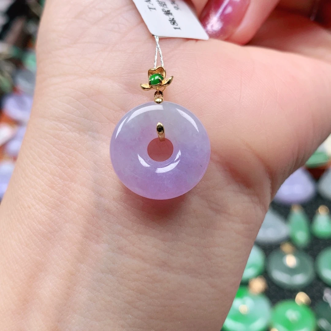 吊坠(不含链)18K金镶嵌翡翠