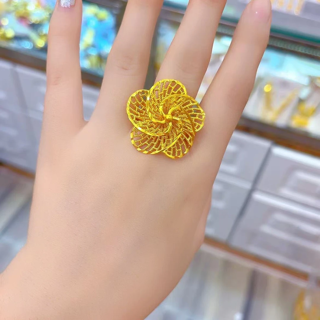 铜合金戒指 铜合金戒指  新款不易掉色时尚百搭金色可调节戒指01