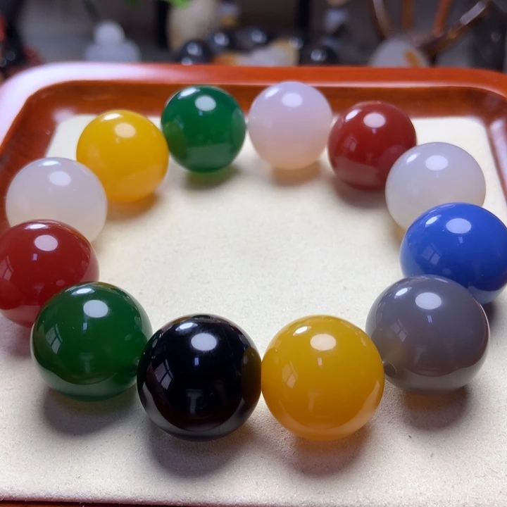 玛瑙/玉髓手串未镶嵌八色多宝