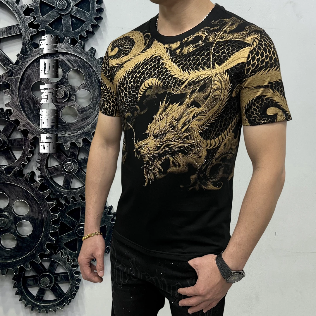 K366夏季披肩龙霸气侧漏男士时尚高品质圆领短袖