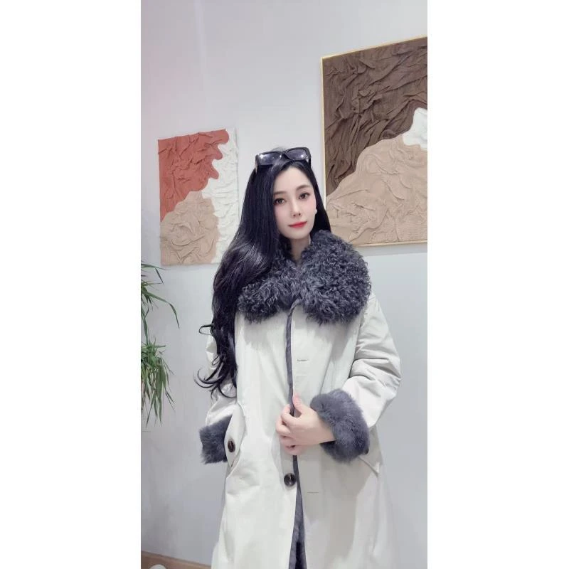 【1356】【绒雪星芒】新款兔皮毛一体长款外套女士气质时尚轻奢两面穿