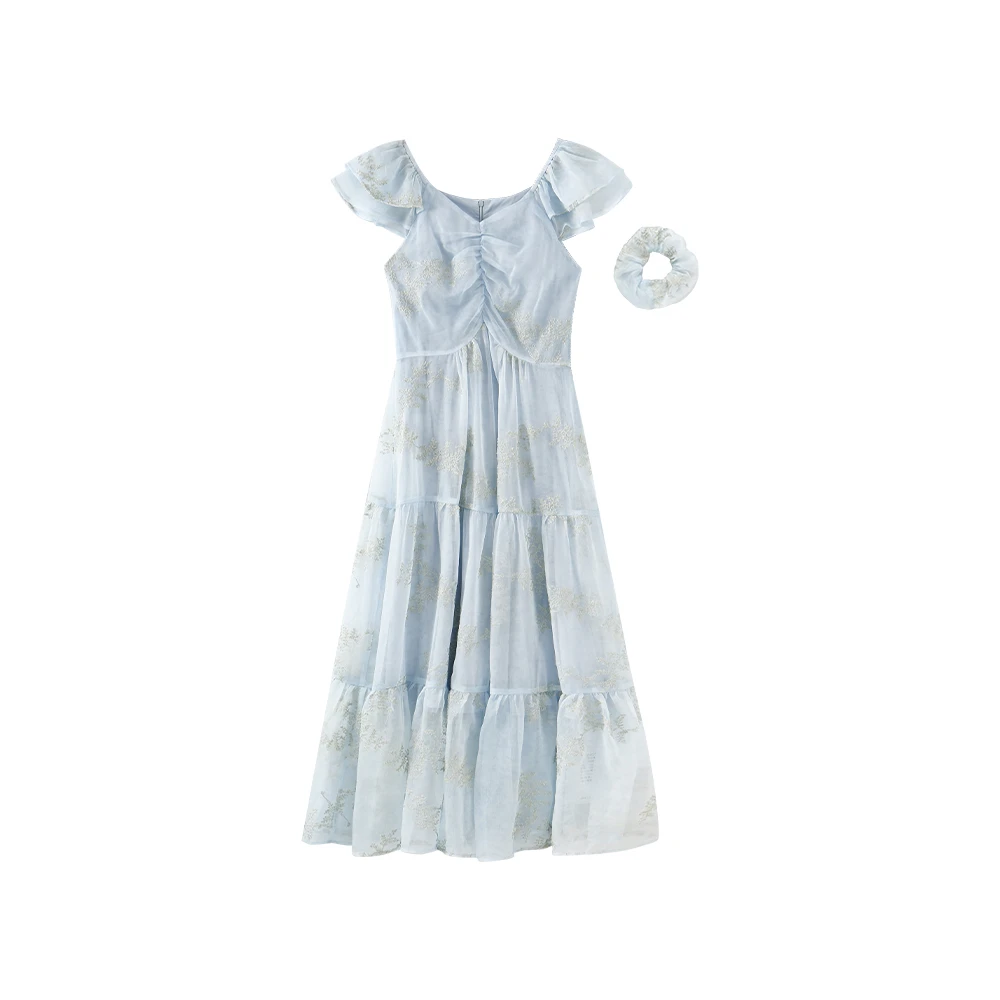 MIERSEOUR鎏金系列【仲夏物语】法式茶歇裙甜美刺绣连衣裙6356