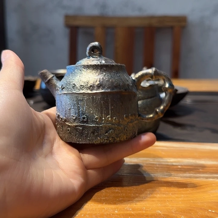 柴烧黑陶手工精品壶