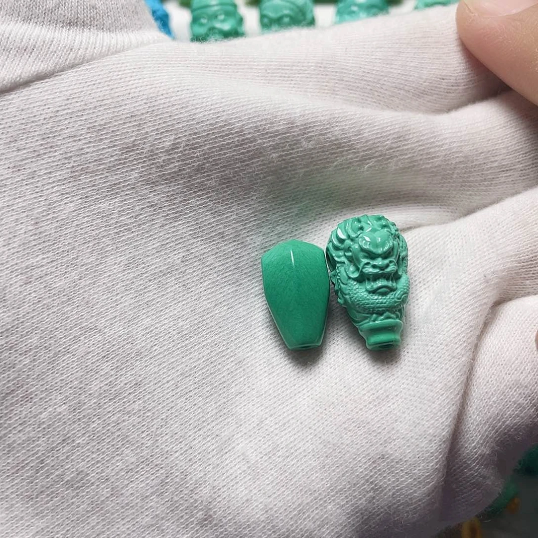 圆***东手工雕刻配珠10鲨鱼背三通，12龙三通