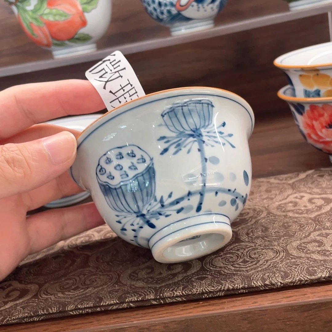 釉下手绘茶具微瑕