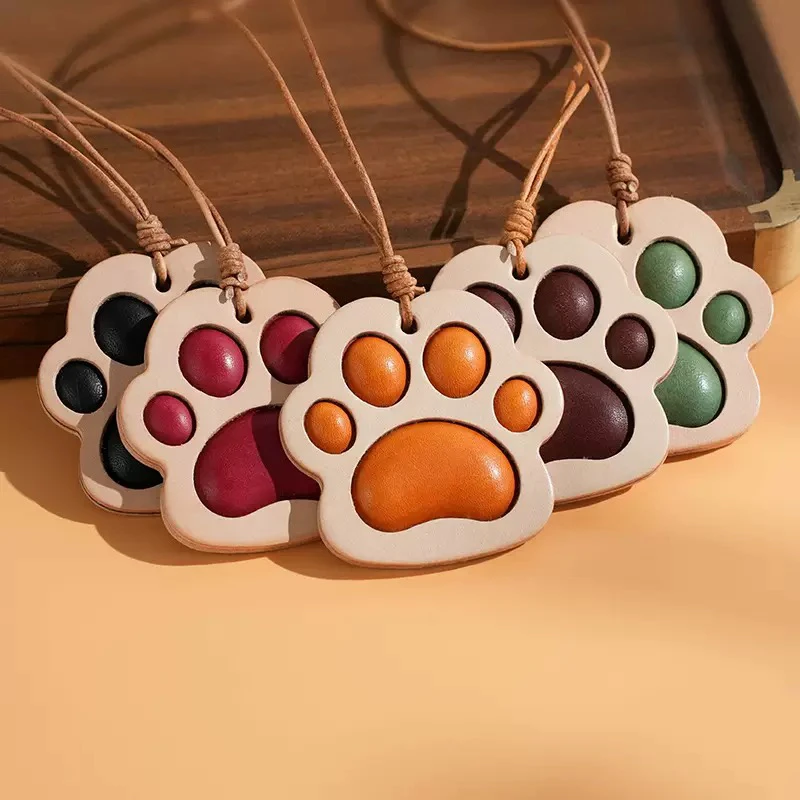 头层牛皮可爱猫爪包挂车挂钥匙扣挂饰挂件