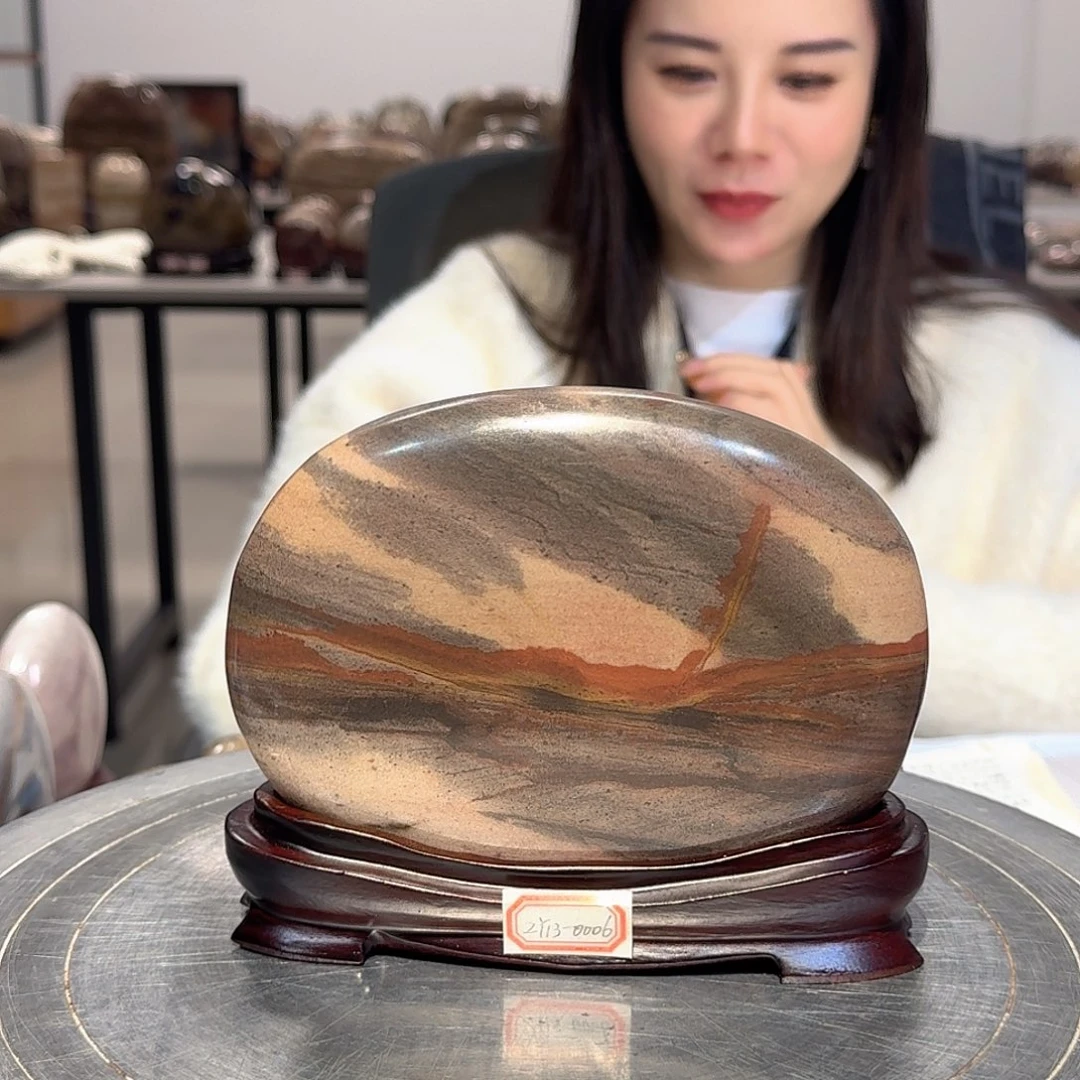 长江画面石中号摆件