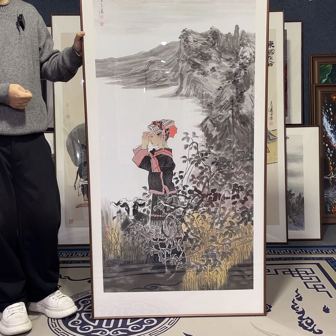 国画手绘画作品带框80/160