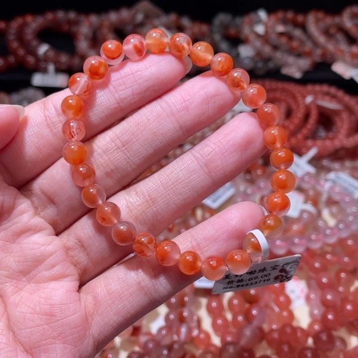 南红玛瑙冰飘单圈6mm+未镶嵌1760