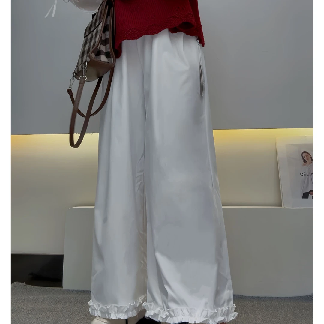 【古萱雅】INS风夏季薄款松紧印染休闲裤女装百搭宽松休闲潮流