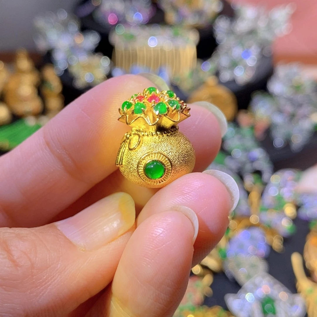 吊坠(不含链)银S925镶嵌翡翠