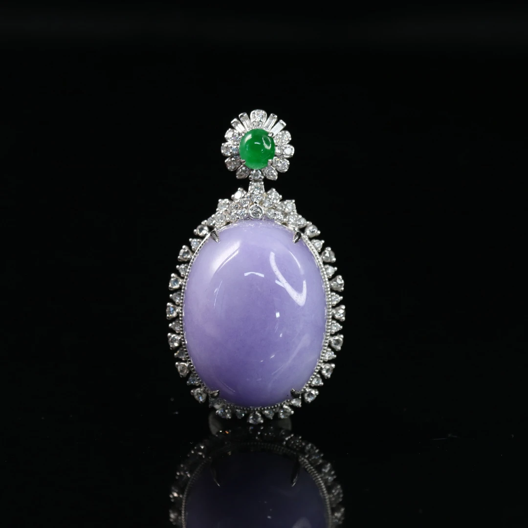 21天然缅甸翡翠A货18k紫蛋面/100562/上海嘉禾拍卖