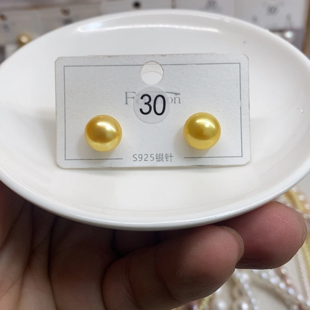 银S925镶嵌耳饰淡水珍珠