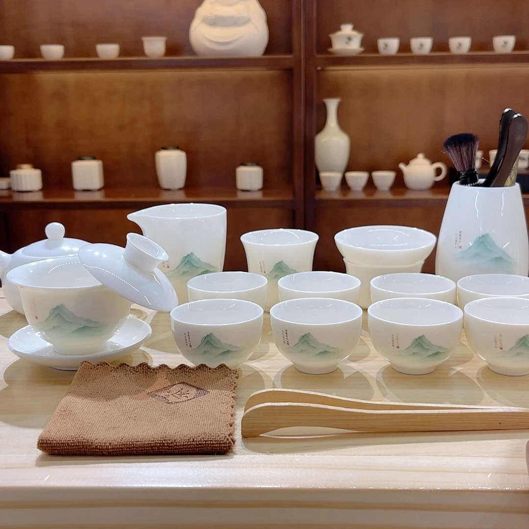 瓷片玄致羊脂玉瓷茶具套装