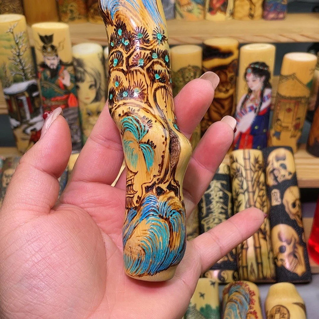 山***舟实心竹手工作品山水