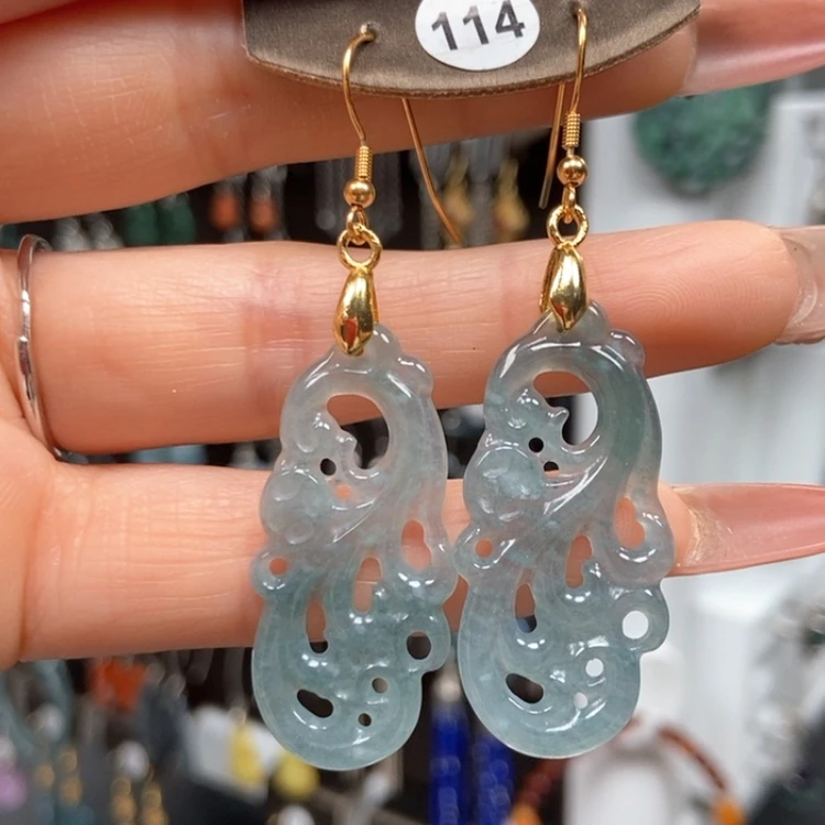 【闪购商品】翡翠耳饰银S925镀金镶嵌