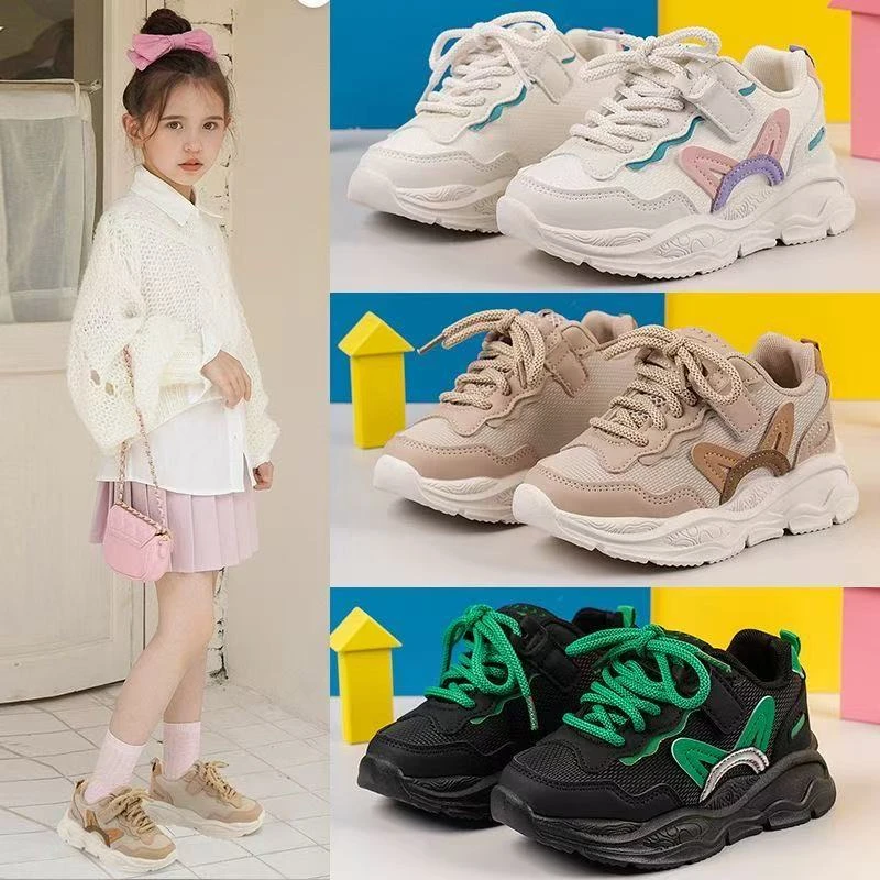 儿童运动鞋皮款春秋新款男女孩童弹力防滑耐脏百搭宝宝运动鞋