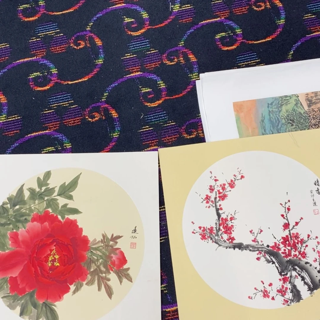 国画盐*斗方卡纸花鸟作品