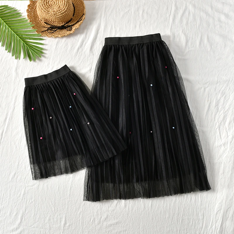 女童半身裙2025新款夏装小中大童网纱裙儿童中长款春秋童装亲子装