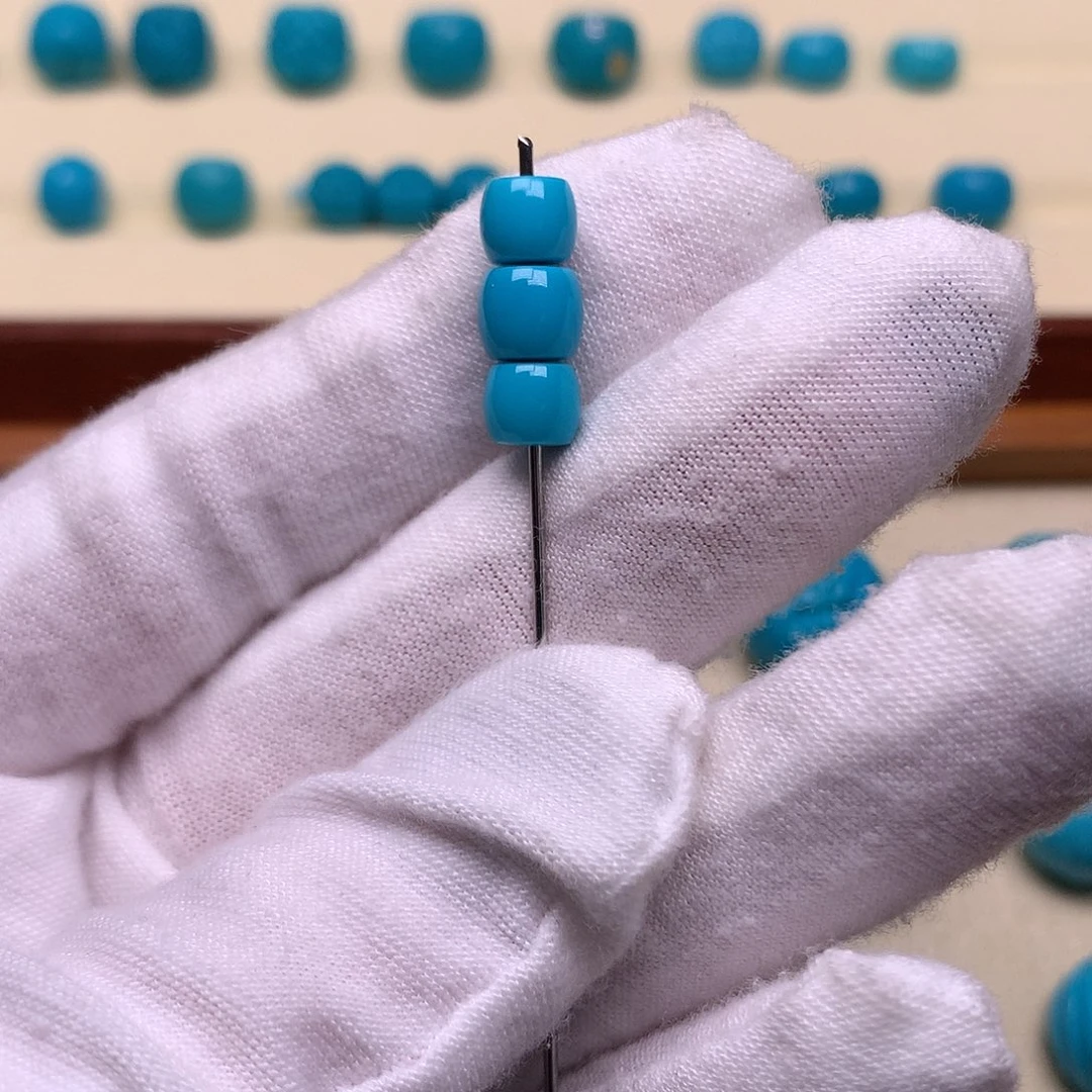 绿松石未镶嵌天然原矿绿松石三连5.7-6.2