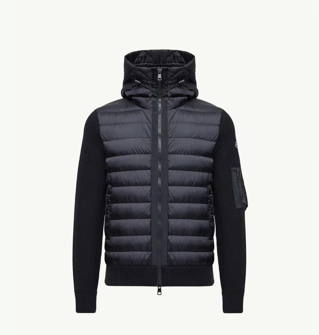 未使用 MONCLER 盟可睐/GG/cardigan男士拼接黑色羽绒服