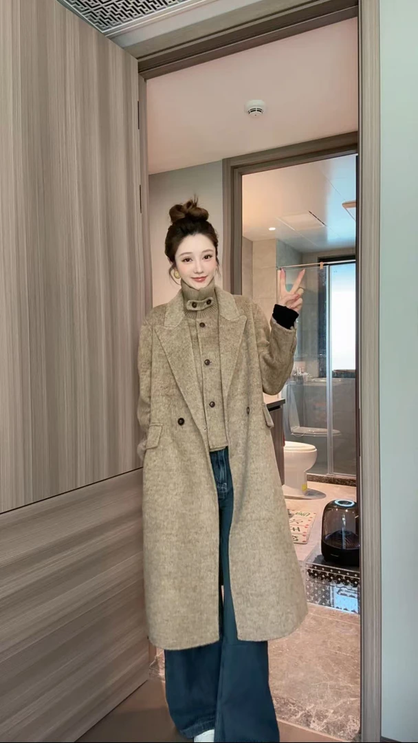 【九亿专属】2025秋冬新品立领两件套长款双面呢羊毛大衣002