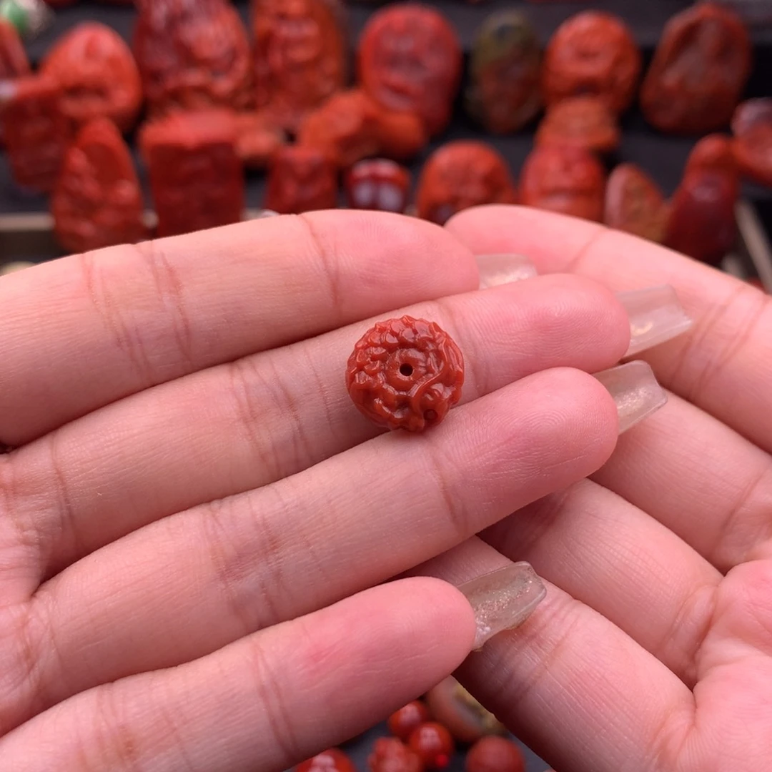 南红玛瑙南红川料精工雕刻龙扣13mm➕未镶嵌