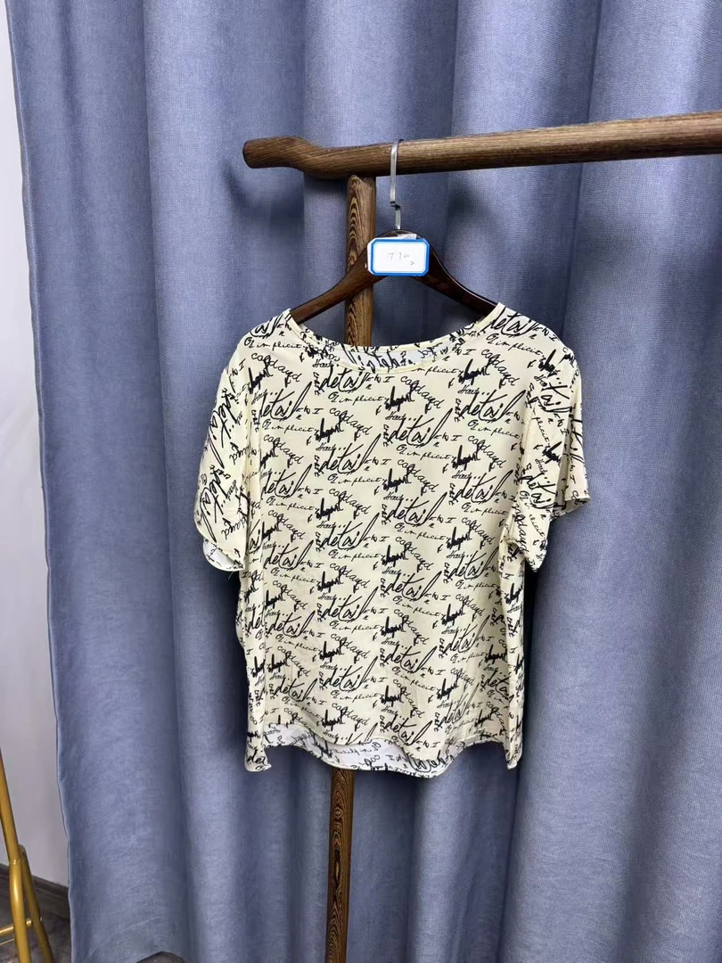 夏季新款休闲时尚圆领桑蚕丝七分袖上衣女T720