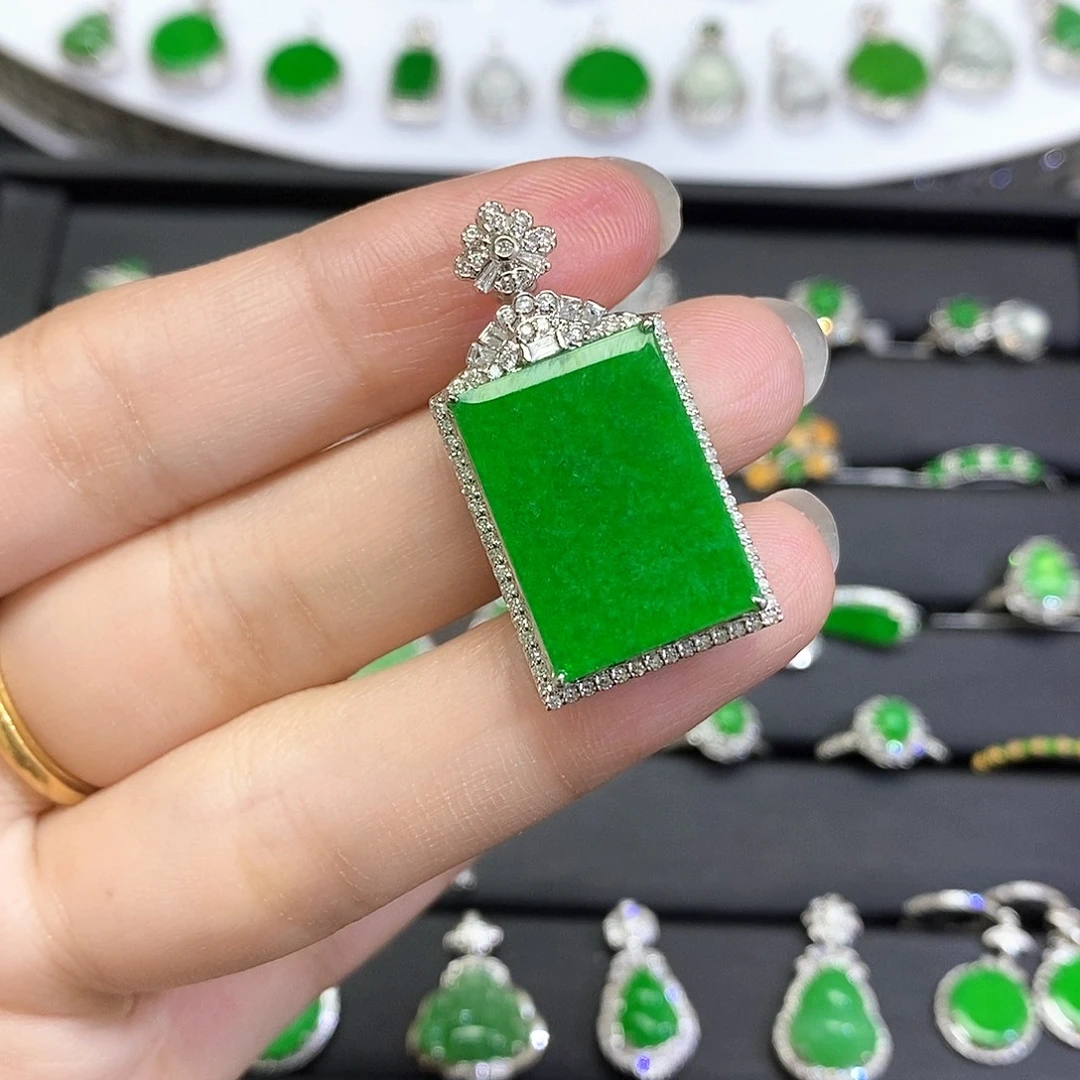 翡翠18K金镶嵌吊坠(不含链)