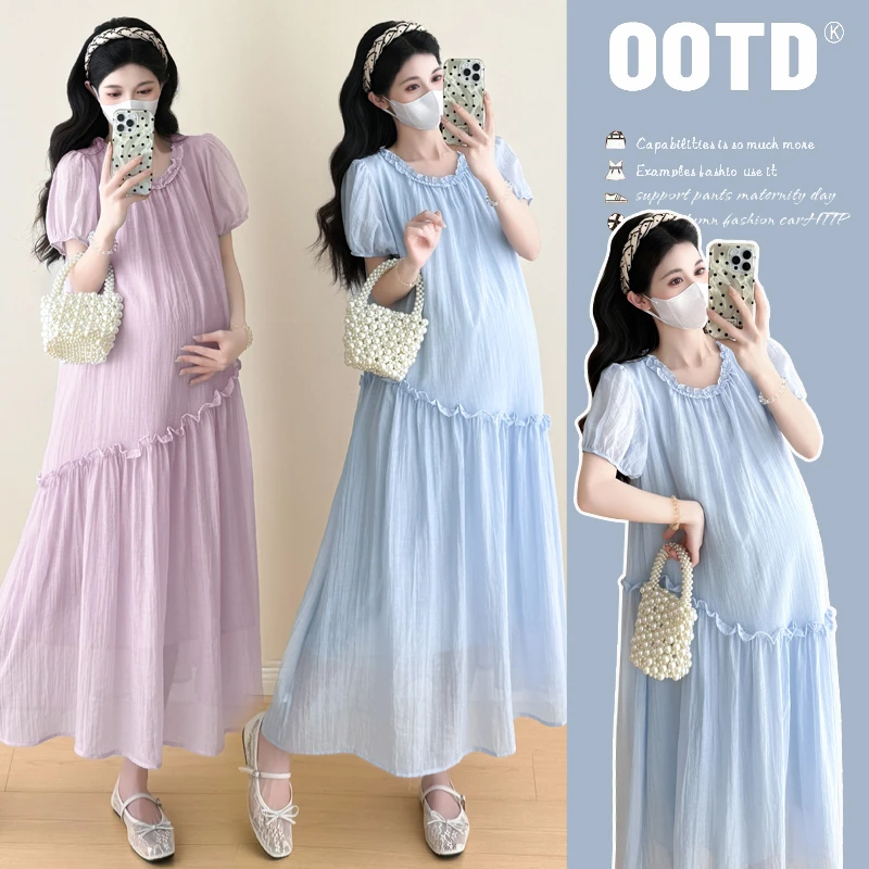 时髦孕妈装夏季宽松裙子孕妇装夏装连衣裙夏天中长款小众设计款