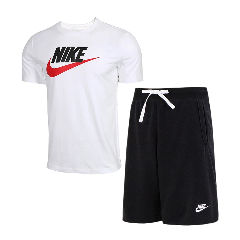 【运动套装】Nike耐克男士圆领短袖T恤宽松透气跑步短裤-流光风